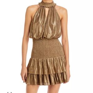 Aqua Metallic Lamé Mini Dress Size XS
